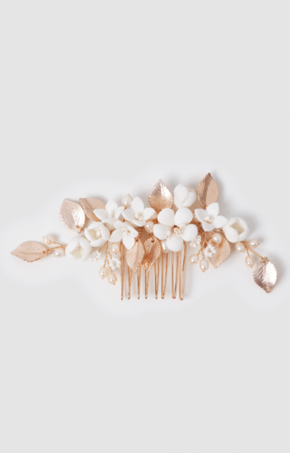 Blumen Haarschmuck Hochzeit ALICE in Farbe Gold Elaloves Schmuck für die Hochzeit